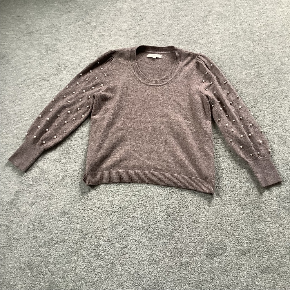 LOFT Lt. Brown Pearl Sleeve Sweater Sz. XL